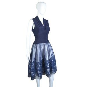 Elegant Navy Blue Sleeveless Dress